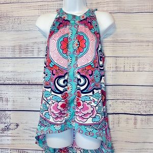 Nicole Miller Floral Halter Tank Top | Size Small